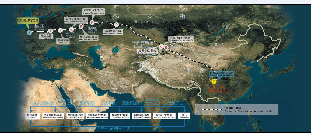 中欧铁路线路图